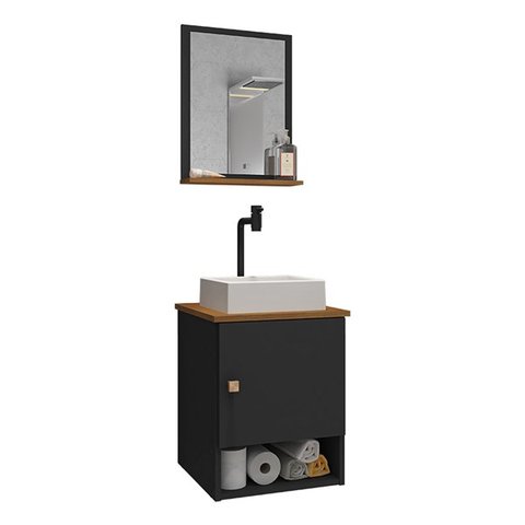 Gabinete Banheiro Lima Tulipa Bco Torneira Valv Click Black