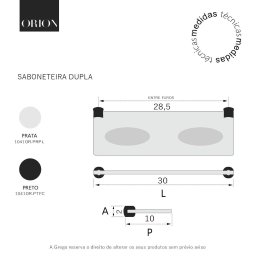 Saboneteira Dupla para Banheiro Orion Suporte Preto 1041or.ptfc - 8