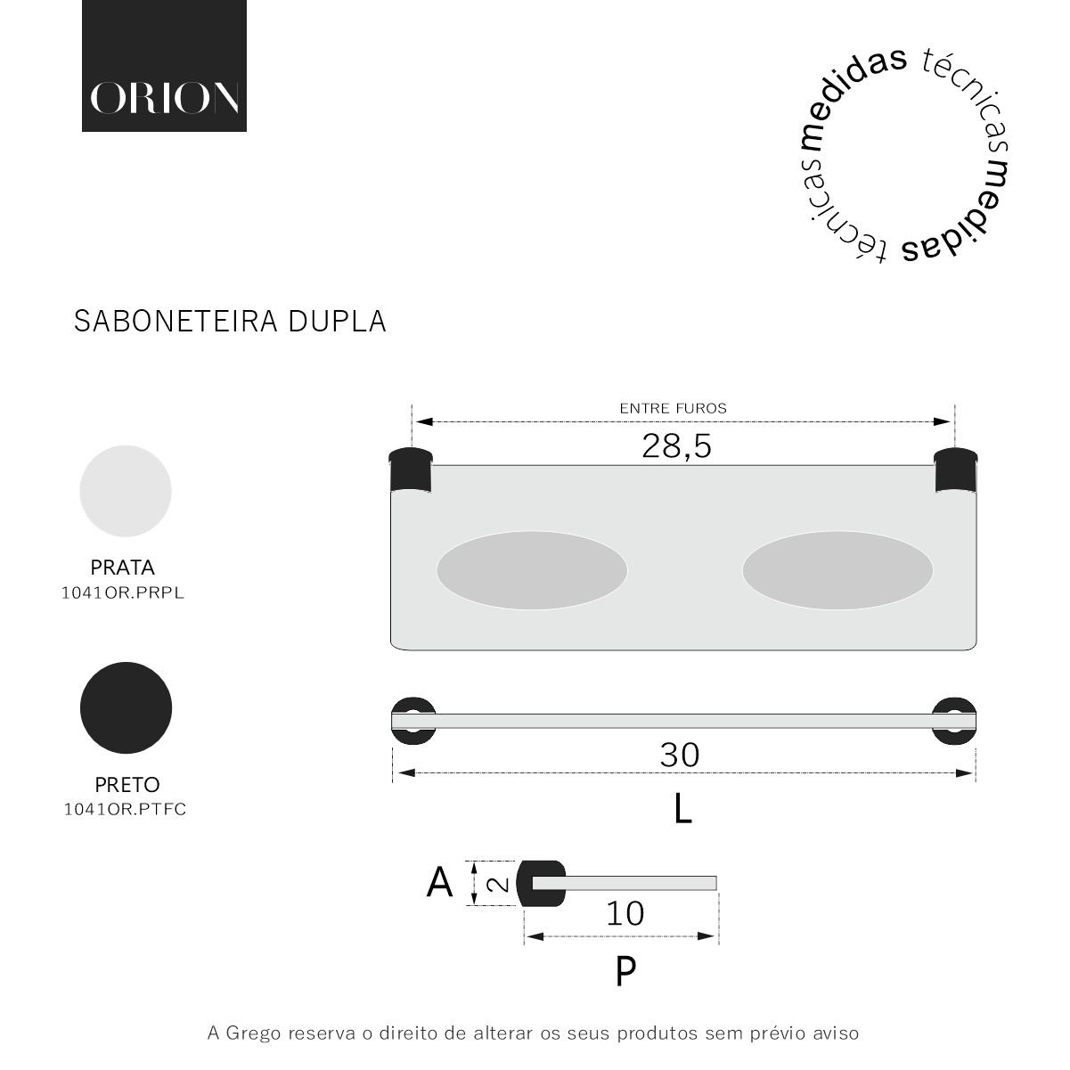 Saboneteira Dupla para Banheiro Orion Suporte Preto 1041or - 5