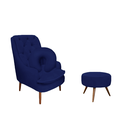 Ver imagem 1 de Kit Amamentação Poltrona, Puff e Almofada Suede Azul Marinho Dominic Decor Lille