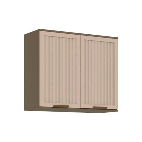 Módulo Cozinha Connect Aéreo para com 2 Portas Ripadas 80cm Duna Cristal2 Aéreos + 1 Balcão + 1