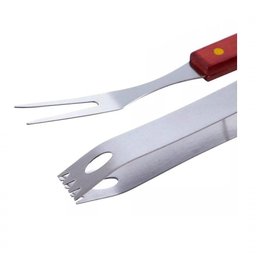 Kit Churrasco 2 Pçs Aço Inox e Madeira 34cm X 6,5cm X 2,6cm - Clink - 4