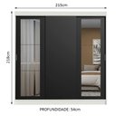 Ver imagem 3 de Guarda-Roupa Casal Madesa Kansas 3 Portas de Correr com Espelhos 3 Gavetas Branco/Preto Cor:Branco/P