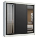 Ver imagem 2 de Guarda-Roupa Casal Madesa Kansas 3 Portas de Correr com Espelhos 3 Gavetas Branco/Preto Cor:Branco/P