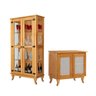 Kit Cristaleira com Aparador Madeira Maciça Design Rustico para Sala Completa - Imbuia - 1