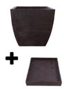 Ver mais imagens de Kit Vaso Planta + Prato 30x30 Moderno Trapézio Polietileno BGPLASTICOS V8 MARROM MADEIRA 015