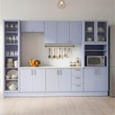 Ver imagem 1 de Cozinha Planejada 7 Peças com Tampo com Cristaleira Marselha CabeCasa MadeiraOriginals Azul/Sereno