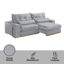 Ver imagem 5 de Sofá com Chaise B026 3 Lugares Retrátil e Reclinável 210cm Prata Meu Sofá Online