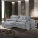 Ver imagem 2 de Sofá com Chaise B026 3 Lugares Retrátil e Reclinável 210cm Prata Meu Sofá Online