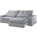 Ver imagem 1 de Sofá com Chaise B026 3 Lugares Retrátil e Reclinável 210cm Prata Meu Sofá Online