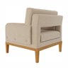 Poltrona Decorativa Com Base Reforçada De Madeira Em Linho Bege Orion Larbelle - 4
