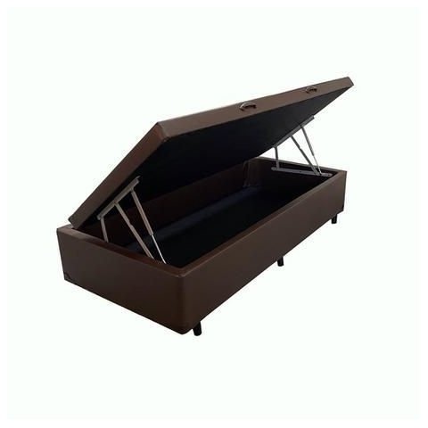 Cama Box Baú Solteiro Sintético Marrom 38x88x188