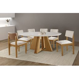 Conjunto Mesa Redonda Tampo com Vidro 1,35x1,35m - Rubi Turim - Lj Móveis - 1