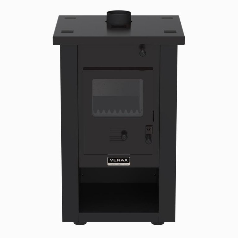 Calefator a Lenha Pyron Dupla Combustao Preto Fosco Calefator a Lenha Pyron Dupla Combustao Preto Fosco