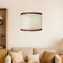 Ver imagem 1 de Luminária Pendente Ravena em Palha Indiana e Couro Sintético:branco