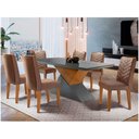Ver imagem 1 de Mesa Aster 180 Tampo Em Mdf Canto Reto Com 6 Cadeiras Liz Moderna Marrom, Grafite E Imbuia