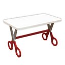 Ver imagem 3 de Kit 2 Cadeiras Mesa Infantil Tesoura Vermelho Tampo Branco Retangular Base Temática para Estudos Des