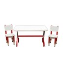 Ver mais imagens de Kit 2 Cadeiras Mesa Infantil Tesoura Vermelho Tampo Branco Retangular Base Temática para Estudos Des