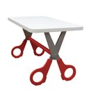 Ver imagem 4 de Kit 2 Cadeiras Mesa Infantil Tesoura Vermelho Tampo Branco Retangular Base Temática para Estudos Des