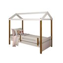 Ver imagem 3 de Cama Solteiro Casinha Montessoriana Eliz com Grade de Proteção Branco/mel