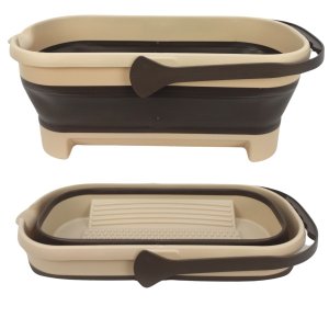 Balde Retrátil de Silicone Dobravel Grande 15l Partna Bege