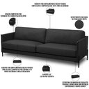 Ver imagem 3 de Sofá 3 Lugares para Sala de Estar Living Industrial 240cm Amábile L06 Couro Preto - Lyam Decor