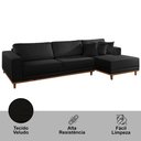Ver imagem 3 de Sofá Cronos 03 Metros Chaise Lado Direito Meu Sofá Online B260 Veludo Preto