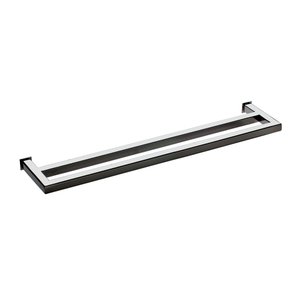 Toalheiro de Banho Banheiro Duplo 60cm em Aço Inox Polido Brilhante Linha Larissa Stainless