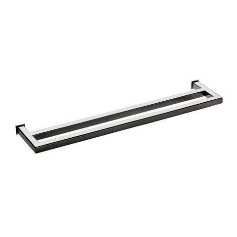 Toalheiro de Banho Banheiro Duplo 60cm em Aço Inox Polido Brilhante Linha Larissa Stainless