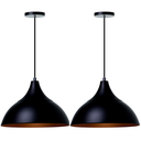 Ver imagem 1 de Kit 2 Lustre Pendente Panamá Preto Com Cobre Alumínio Decoração