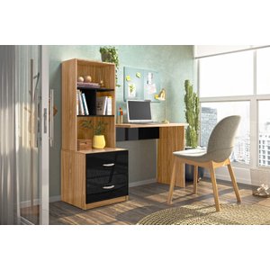 Escrivaninha Livreiro Office Cristal Cor Nature Preto Mobili