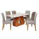 Ver imagem 2 de Mesa de Jantar 6 Lugares Ágata Juliana com Vidro Cinamomo/off White/grafite - Cimol