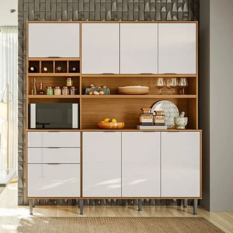 Cozinha Completa Compacta 8 Portas 2 Gavetas Viena 1,80m - Jequitiba Areia