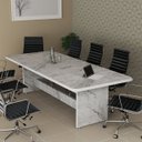 Ver imagem 4 de Mesa Reunião Retangular 8 Lugares Estrutura Firme Estampa Mármore:branco