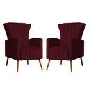 Ver imagem 1 de Kit 02 Poltrona Decorativa Melinda Suede Bordo - Fm