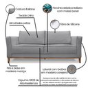 Ver imagem 3 de Sofá Living 2 Lugares 1,90M Vega Linho Pés Castanho Grafite