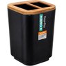Suporte Porta Escova de Dente Plastico e Bambu para Pia Ordene Preto - 1