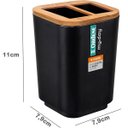 Ver imagem 2 de Suporte Porta Escova de Dente Plastico e Bambu para Pia Ordene Preto