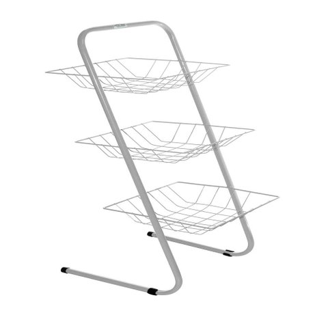 Fruteira de Mesa Aramado 3 Cestos Cozinha Sala de Jantar Multiuso Tubular Moderna em Aço Branco