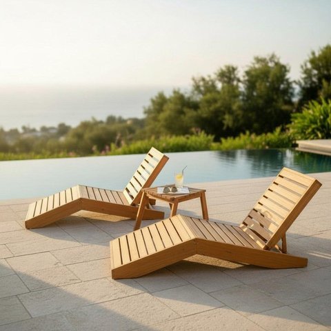 Conjunto 2 Espreguiçadeiras Poltronas Mawi de Madeira Maciça – Design Rústico Yescasa