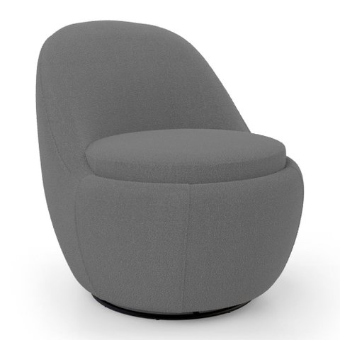 Poltrona Orgânica Living Memphis Base Giratória Bouclê Cinza Escuro - Abmaza