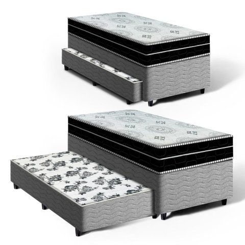 Cama Box com Colchão de Espuma D45 Pillow In Anjos Ortoconfort + Auxiliar Unique Solteiro 88cm