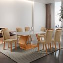 Ver imagem 2 de Mesa de Jantar Alvorada 180cm Tampo MDF Vidro Canto Copo com 6 Cadeiras Aline Moderna Mobília