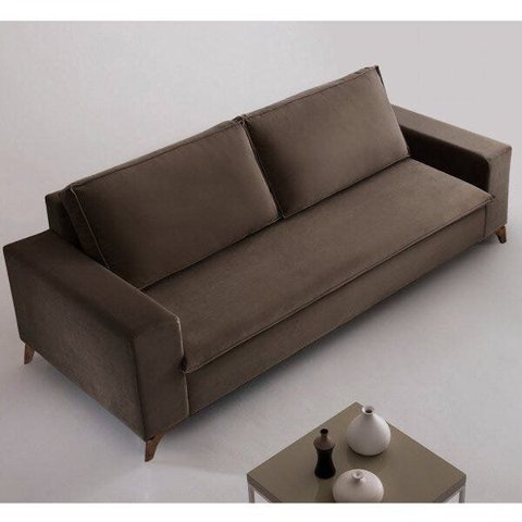 Sofa 4 Lugares 240Cm Veludo Pes Gregory Marrom/Imbuia