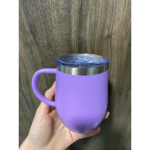 Caneca Térmica Inox 360ml com Tampa Acrílica com Bocal e Trava de Segura MS705:Lilás