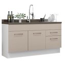 Ver imagem 3 de Balcão Gabinete de Pia 150 Cm 2 Portas e 2 Gavetas (sem Tampo e Pia) Branco/crema Agata Madesa