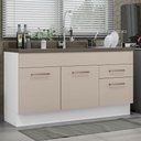 Ver imagem 1 de Balcão Gabinete de Pia 150 Cm 2 Portas e 2 Gavetas (sem Tampo e Pia) Branco/crema Agata Madesa