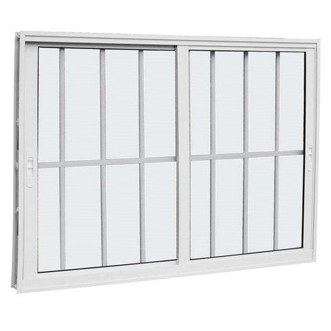 Janela 2 Folhas com Grade Branco 100x100 Linha 25 Jade