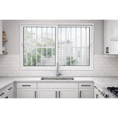 Janela de Correr 2 Folhas com Grade Alumínio Branco 100x100 Linha 25 Jade