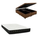 Ver imagem 1 de Cama Box Baú Bipartida Blindada + Colchão Eagle Molas Bonnel 22cm | Kit Completo com Cabeceira Boton